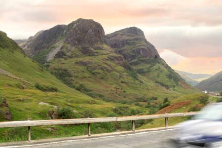 A car driving in Glencoe.