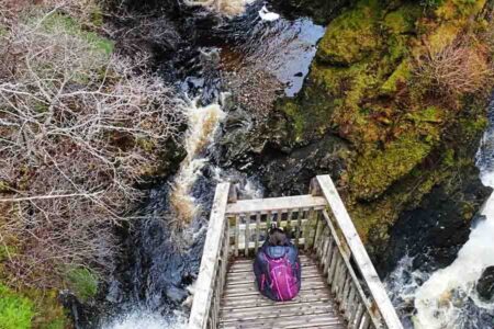 Plodda Falls near Inverness from above.