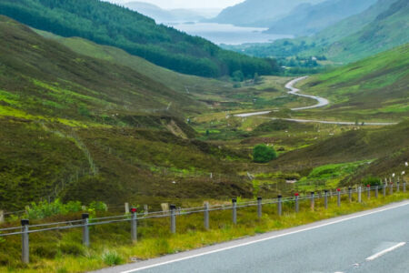 View of Loch Maree on the NC500 driving route in Scotland