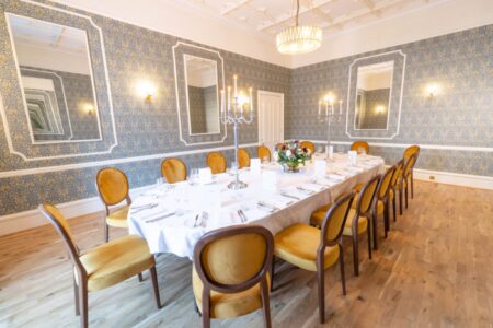 Dinner in the Macleod Room on one oval table for weddings and celebrations