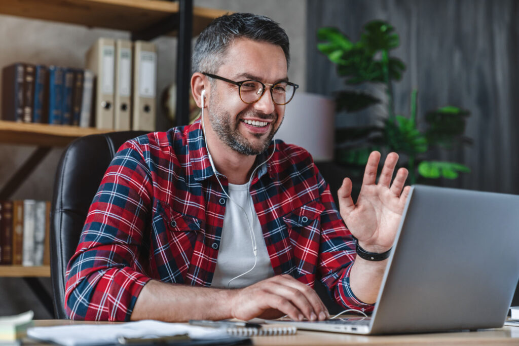 A remote worker calling in from home